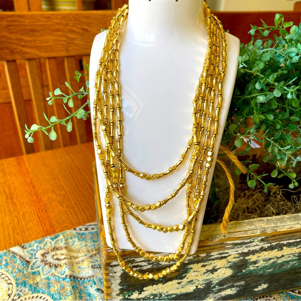 Chico’s Gold Tone Multi-String Beaded Necklace - image 2